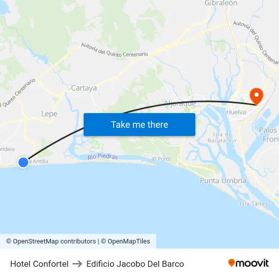 Hotel Confortel to Edificio Jacobo Del Barco map