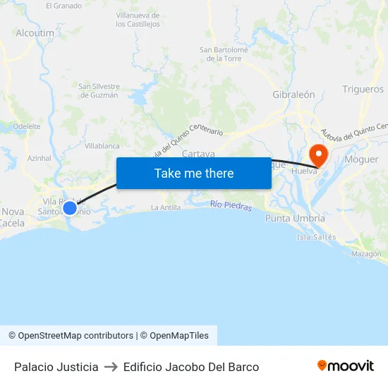 Palacio Justicia to Edificio Jacobo Del Barco map