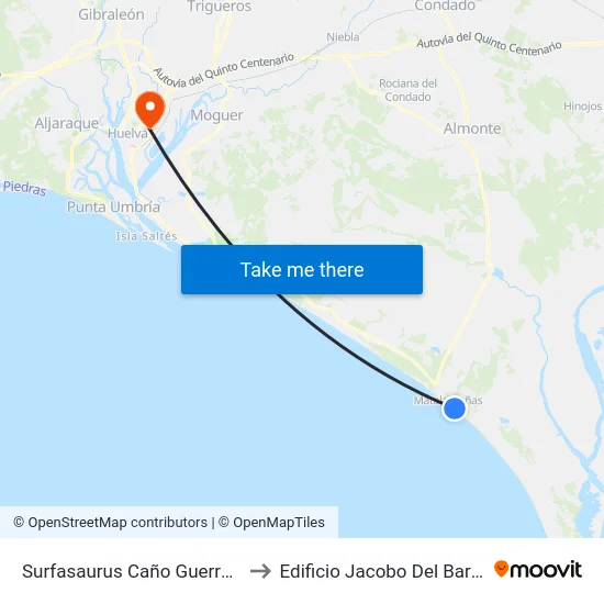 Surfasaurus Caño Guerrero to Edificio Jacobo Del Barco map