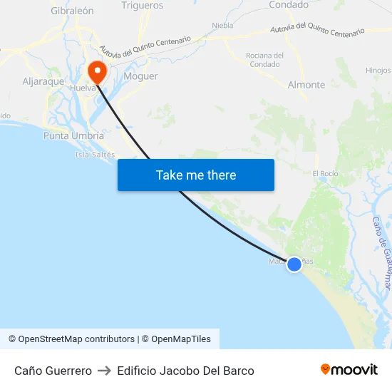 Caño Guerrero to Edificio Jacobo Del Barco map