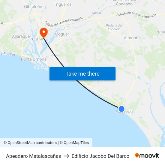 Apeadero Matalascañas to Edificio Jacobo Del Barco map