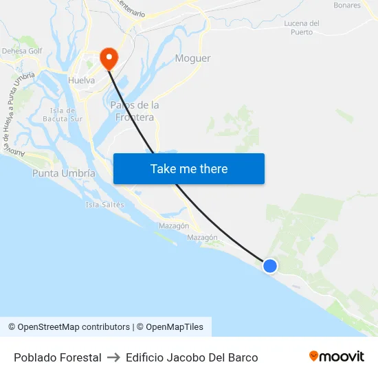 Poblado Forestal to Edificio Jacobo Del Barco map