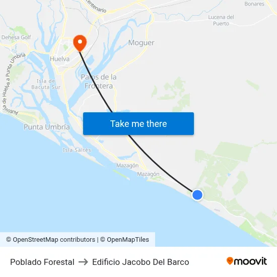Poblado Forestal to Edificio Jacobo Del Barco map