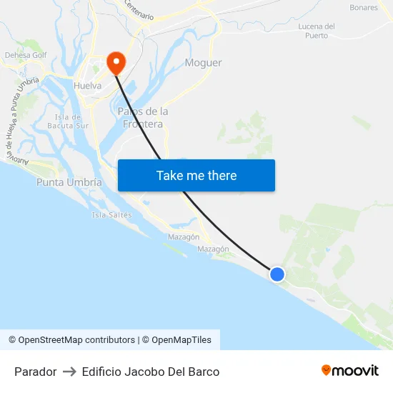 Parador to Edificio Jacobo Del Barco map