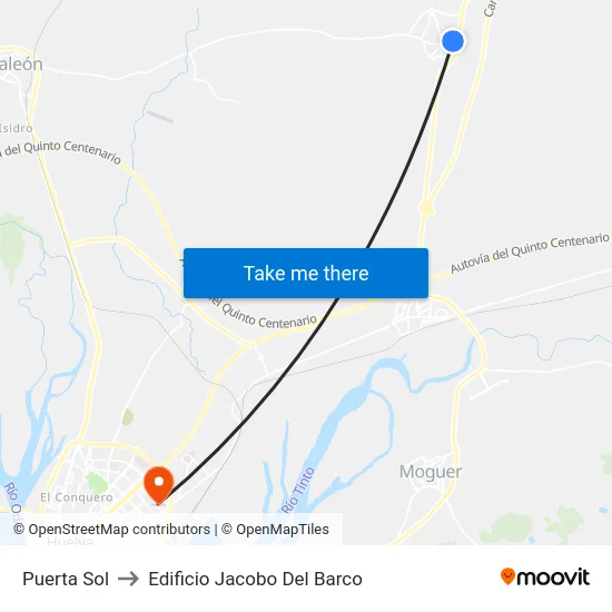 Puerta Sol to Edificio Jacobo Del Barco map