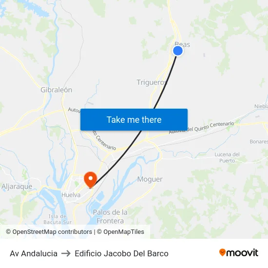 Av Andalucia to Edificio Jacobo Del Barco map