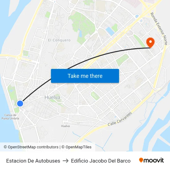 Estacion De Autobuses to Edificio Jacobo Del Barco map