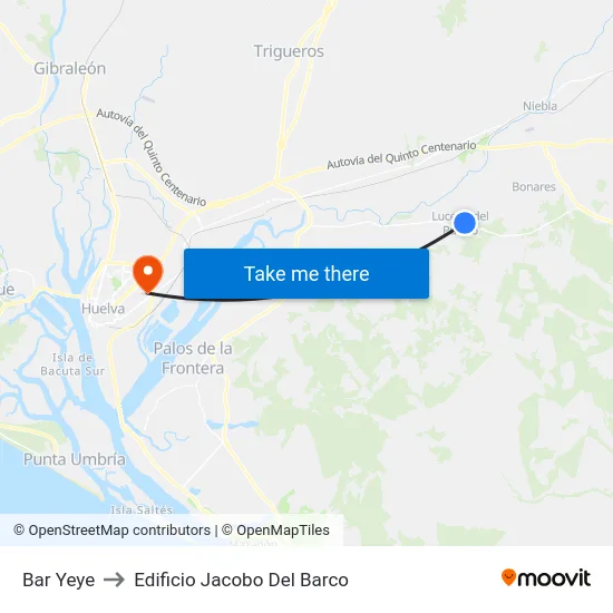 Bar Yeye to Edificio Jacobo Del Barco map