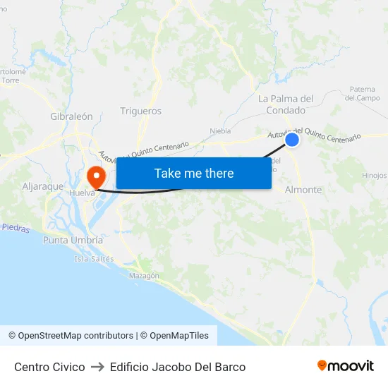 Centro Civico to Edificio Jacobo Del Barco map
