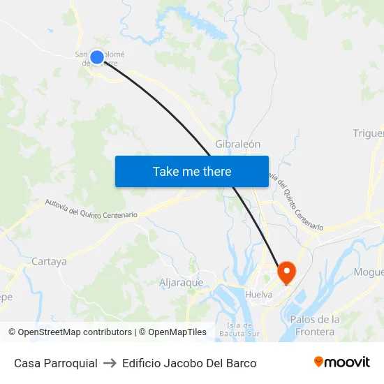 Casa Parroquial to Edificio Jacobo Del Barco map