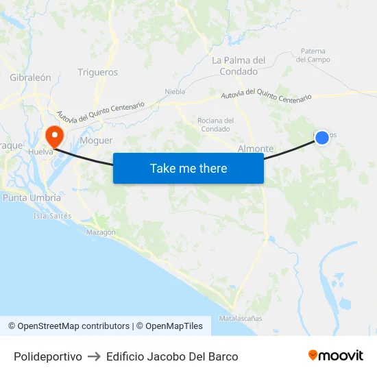 Polideportivo to Edificio Jacobo Del Barco map