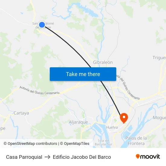 Casa Parroquial to Edificio Jacobo Del Barco map