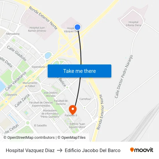 Hospital Vazquez Diaz to Edificio Jacobo Del Barco map