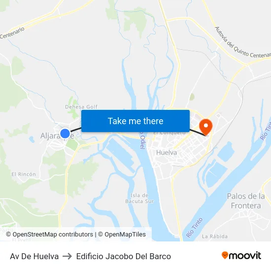 Av De Huelva to Edificio Jacobo Del Barco map