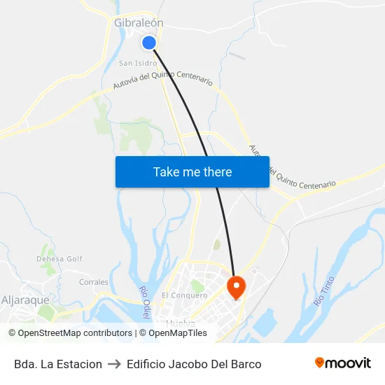 Bda. La Estacion to Edificio Jacobo Del Barco map