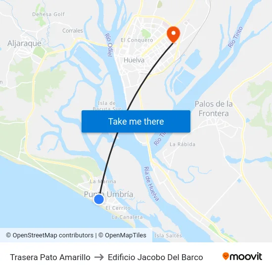 Trasera Pato Amarillo to Edificio Jacobo Del Barco map