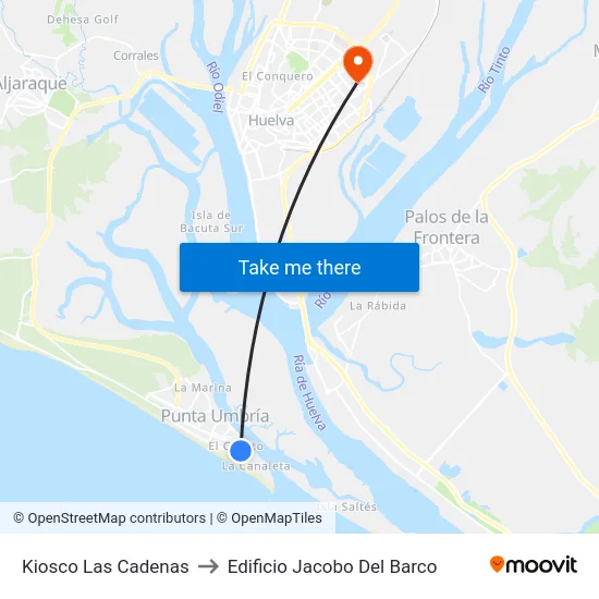 Kiosco Las Cadenas to Edificio Jacobo Del Barco map