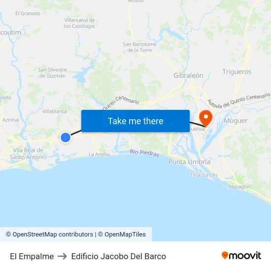 El Empalme to Edificio Jacobo Del Barco map