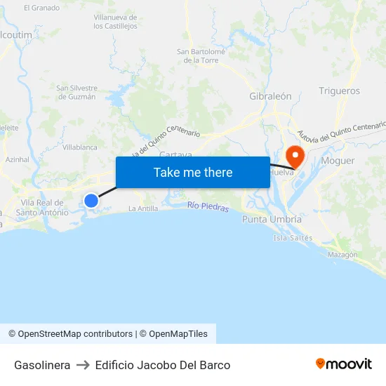 Gasolinera to Edificio Jacobo Del Barco map