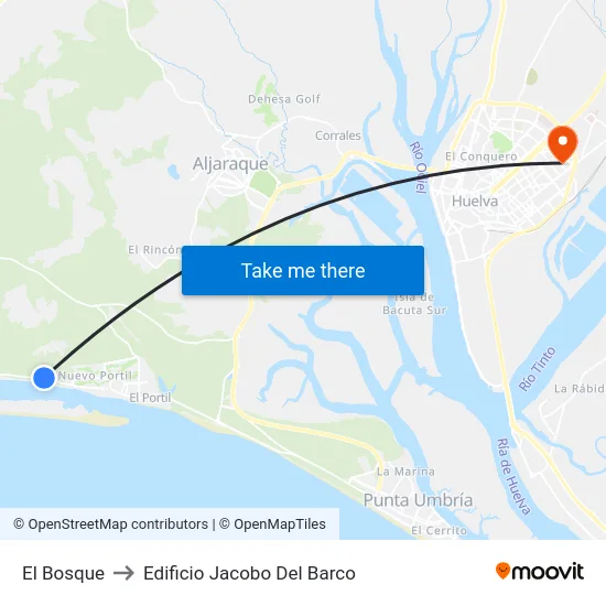 El Bosque to Edificio Jacobo Del Barco map