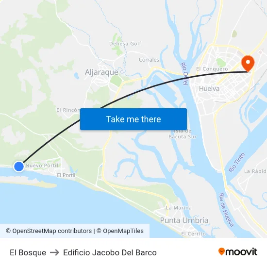 El Bosque to Edificio Jacobo Del Barco map