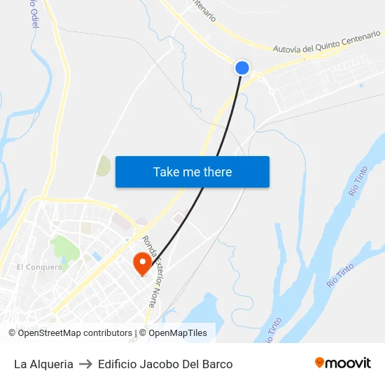 La Alqueria to Edificio Jacobo Del Barco map