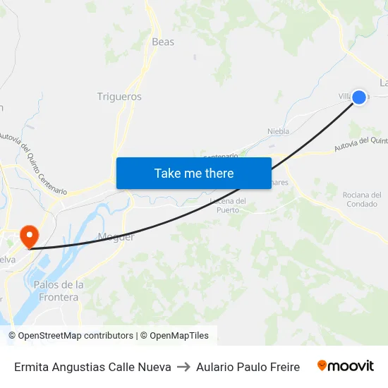 Ermita Angustias Calle Nueva to Aulario Paulo Freire map