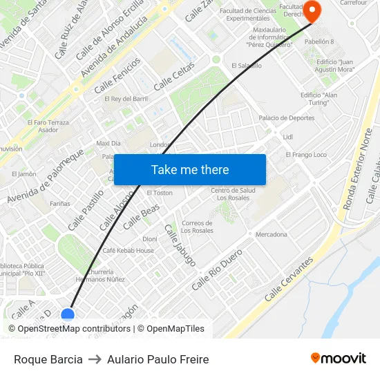 Roque Barcia to Aulario Paulo Freire map