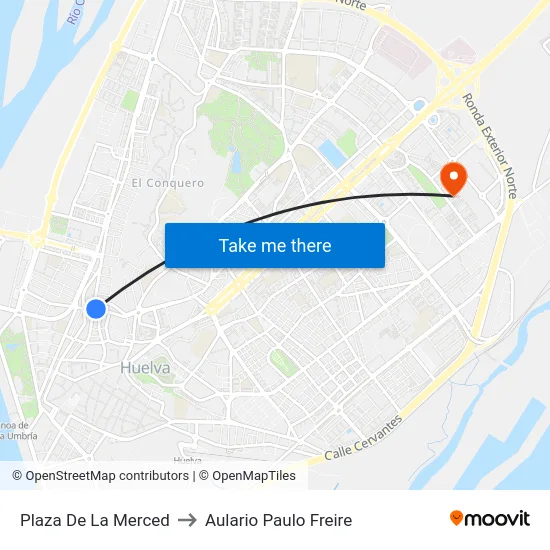Plaza De La Merced to Aulario Paulo Freire map
