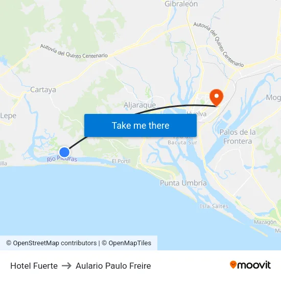 Hotel Fuerte to Aulario Paulo Freire map