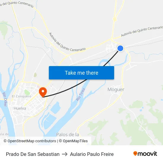 Prado De San Sebastian to Aulario Paulo Freire map
