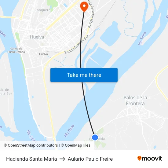 Hacienda Santa Maria to Aulario Paulo Freire map