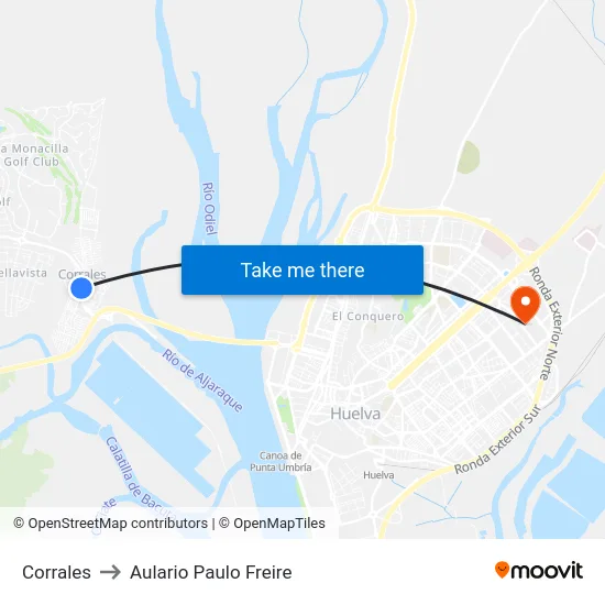 Corrales to Aulario Paulo Freire map