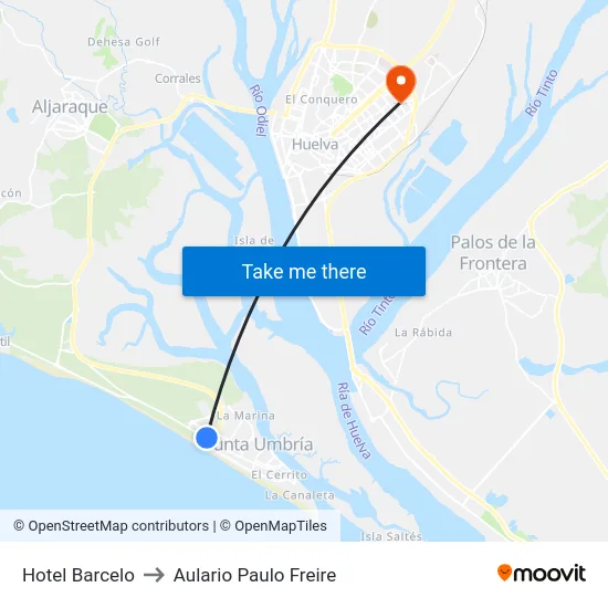 Hotel Barcelo to Aulario Paulo Freire map