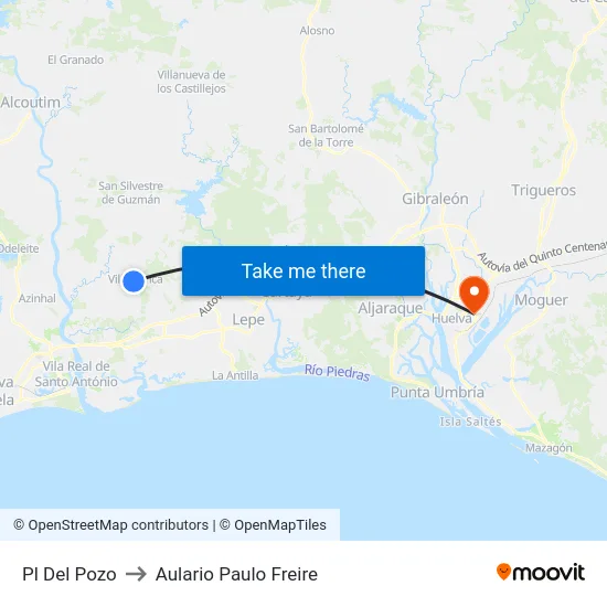 Pl Del Pozo to Aulario Paulo Freire map