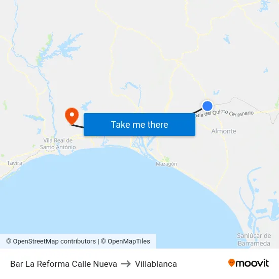 Bar La Reforma Calle Nueva to Villablanca map