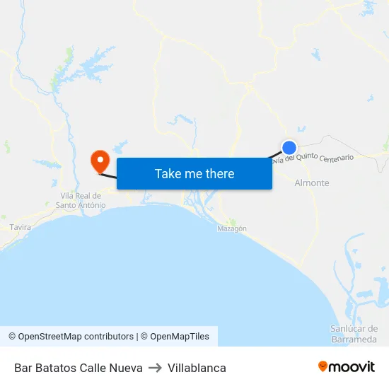 Bar Batatos Calle Nueva to Villablanca map