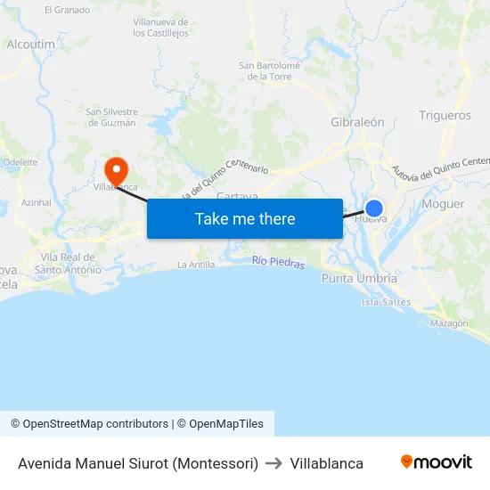 Avenida Manuel Siurot (Montessori) to Villablanca map