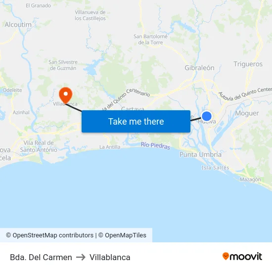 Bda. Del Carmen to Villablanca map