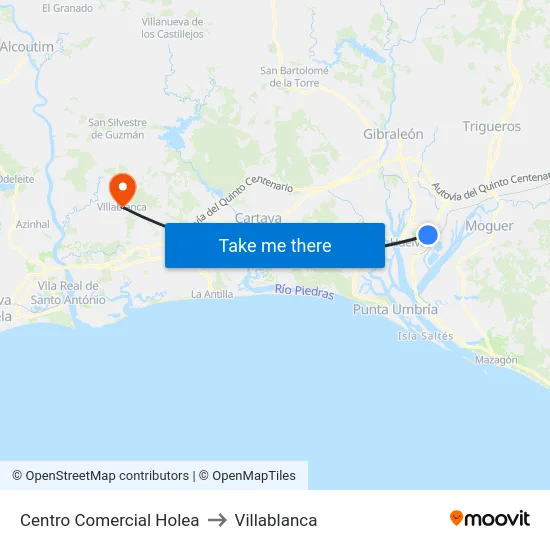 Centro Comercial Holea to Villablanca map