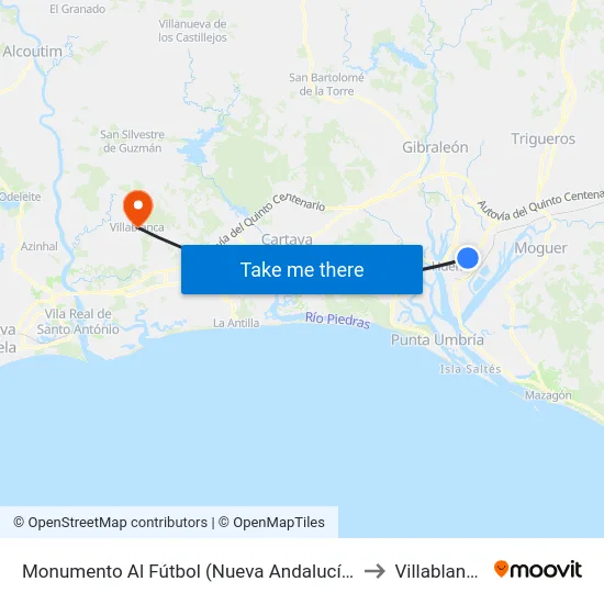 Monumento Al Fútbol (Nueva Andalucía) to Villablanca map