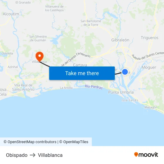 Obispado to Villablanca map