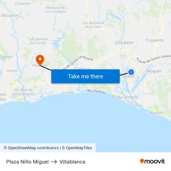 Plaza Niño Miguel to Villablanca map