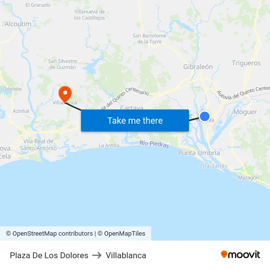 Plaza De Los Dolores to Villablanca map