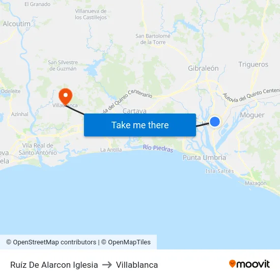 Ruíz De Alarcon Iglesia to Villablanca map