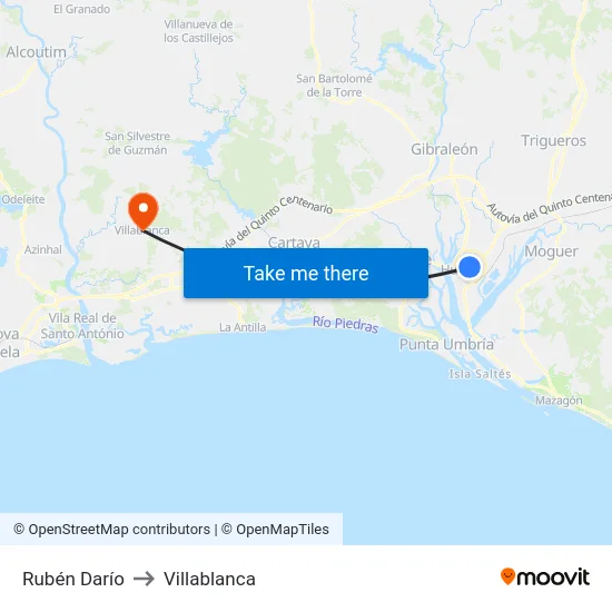 Rubén Darío to Villablanca map