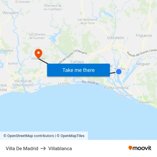 Villa De Madrid to Villablanca map