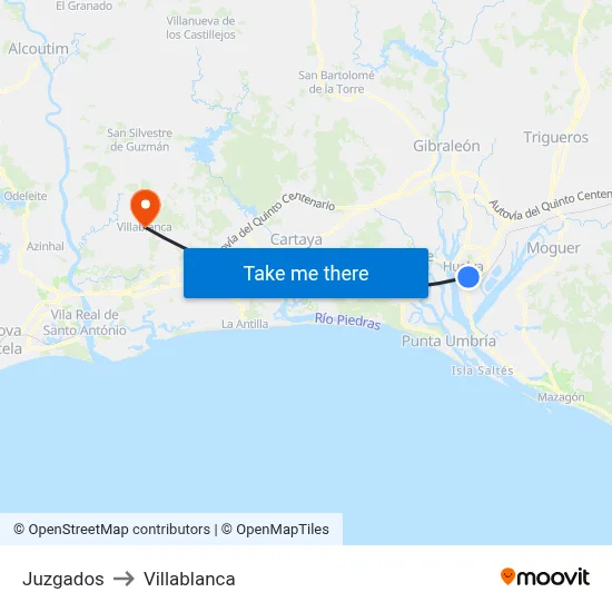 Juzgados to Villablanca map