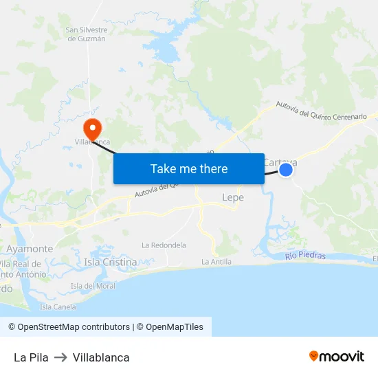 La Pila to Villablanca map