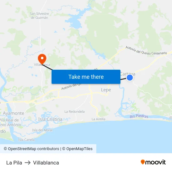 La Pila to Villablanca map
